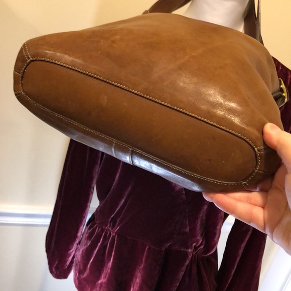 COACH Bleeker Legacy Signature Saddle Brown Leather Slim Duffle Crossbody Bag - Picture 9 of 15